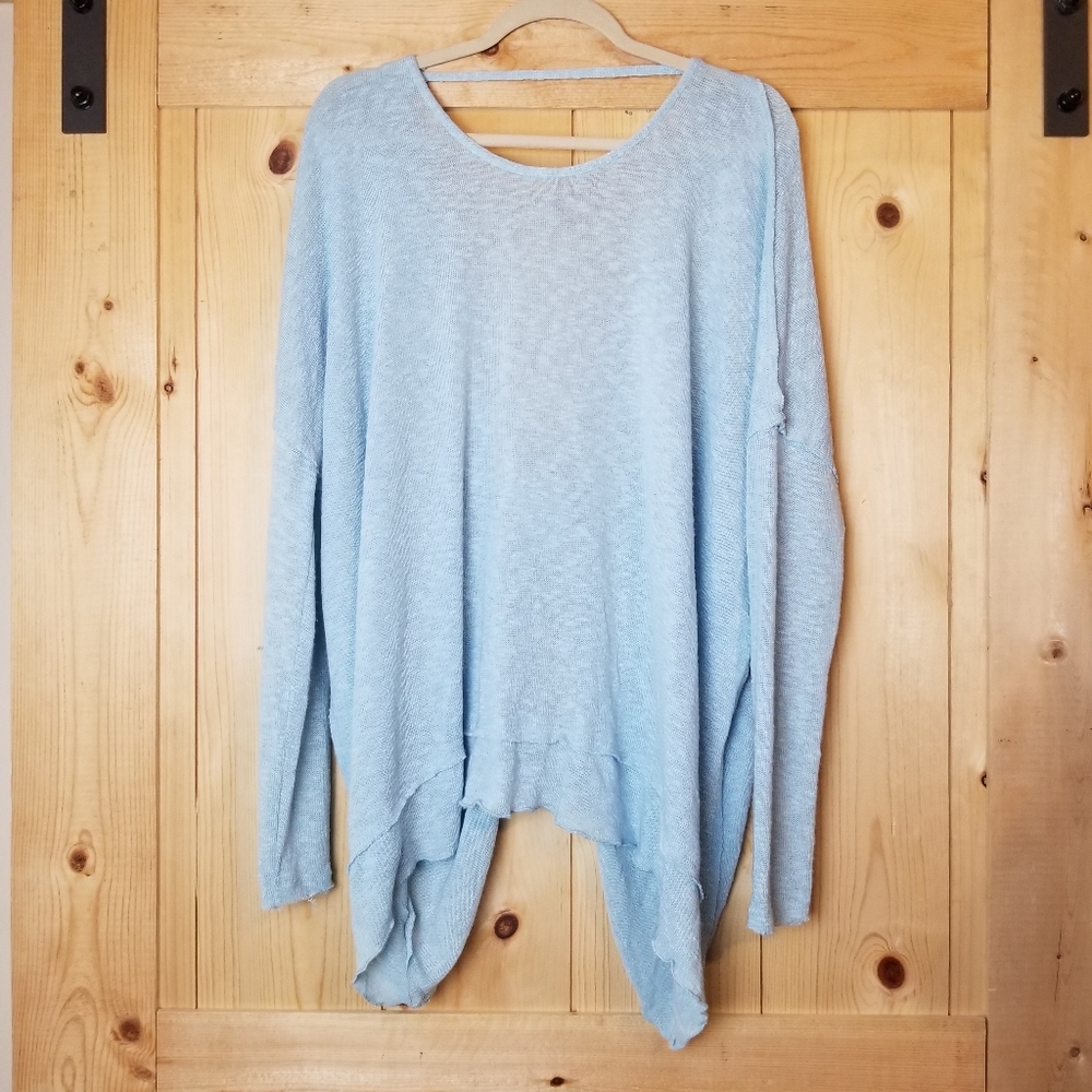 Camille + Co. Asymmetrical Twisted Knot Back Oversized Light Weight Sweater Top